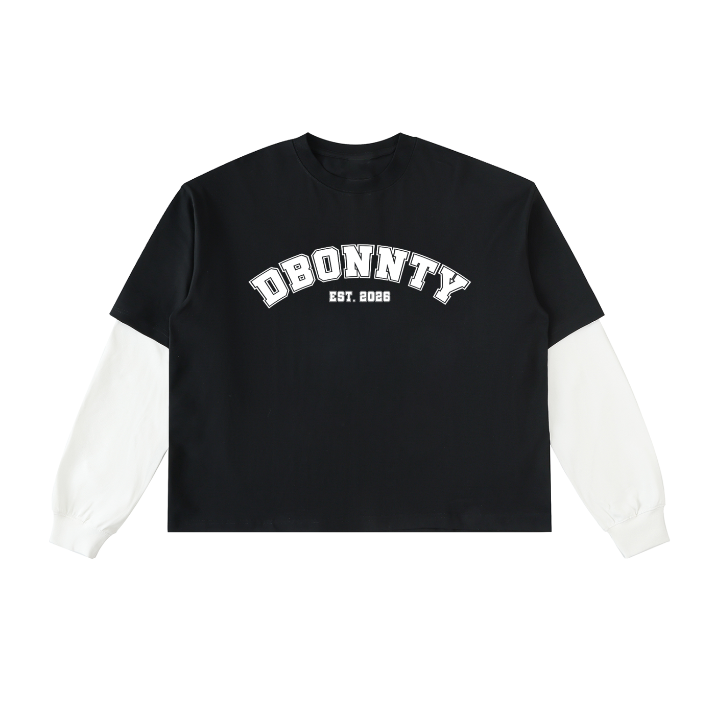 Layered Contrast Sleeve Cotton T-Shirt