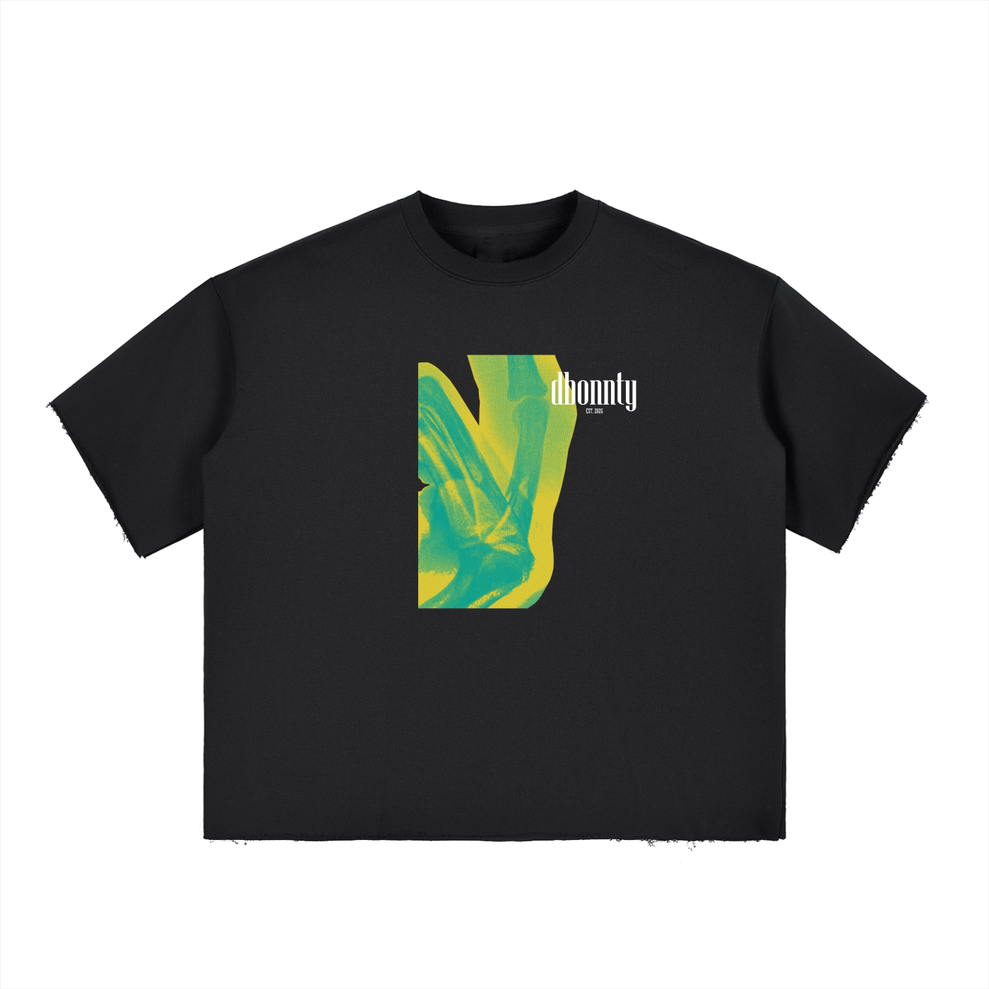 Boxy Half-Sleeve Raw-Edge T-Shirt